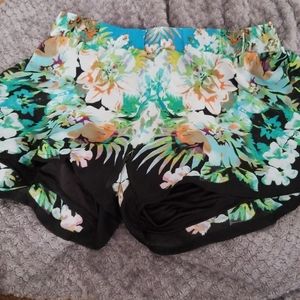 Black floral shorts